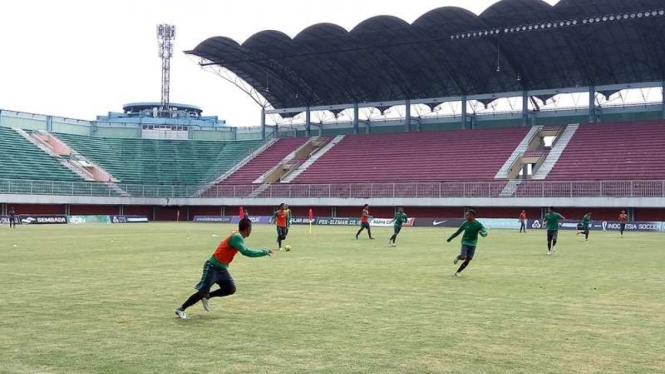 Pemain Timnas Indonesia saat berlatih di Stadion Maguwoharjo, Sleman.