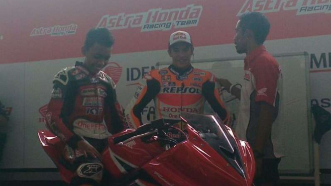 Pembalap Honda, Marc Marquez, saat di Sirkuit Sentul