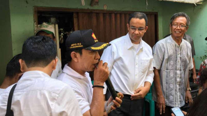 Calon Gubernur DKI Jakarta nomor urut 3,  Anies Baswedan saat kampanye di Jakarta Utara.