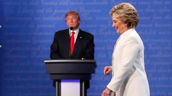 Capres AS, Hillary Clinton saat mengikuti debat ketiga di Las Vegas, Nevada, AS