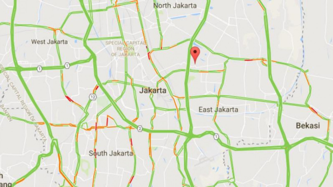 Situasi arus lalu lintas pagi ini dilihat dari Google Map