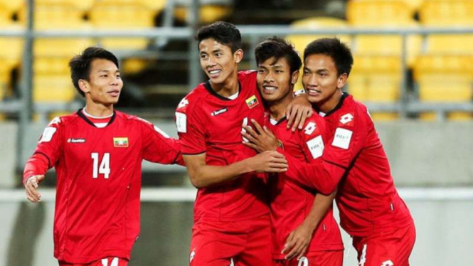 Para pemain timnas Myanmar.