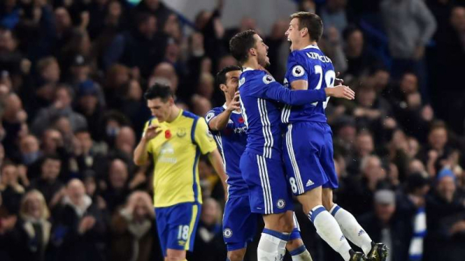 Selebrasi gol para pemain Chelsea