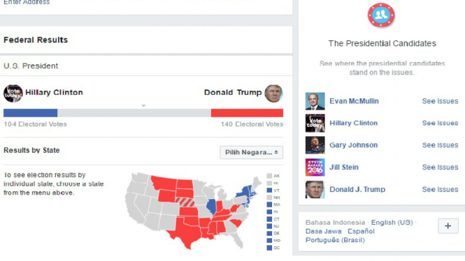 Election Hub Facebook sambut Pilpres AS