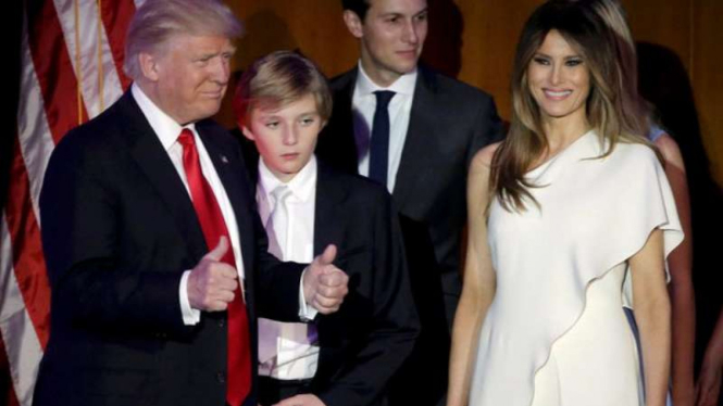 Donald Trump dan keluarga, sesaat usai kemenangannya menjadi Presiden AS.