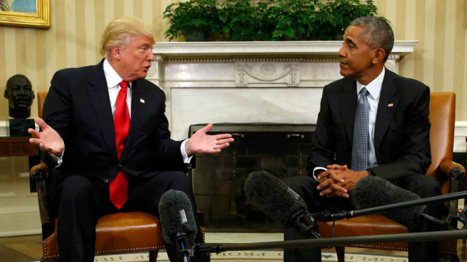 Trump saat bertemu Obama dan bicara transisi kekuasaan.