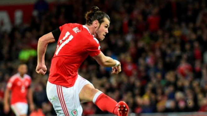 Gareth Bale saat membela Timnas Wales