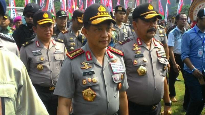 Kepala Polri, Jenderal Tito Karnavian, di Lapangan Jenggolo, Sidoarjo, Jawa Timur, pada Sabtu, 19 November 2016.