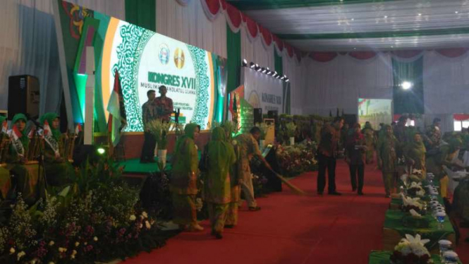 Suasana Kongres Muslimat NU di Asrama Haji Pondok Gede, Jakarta Timur
