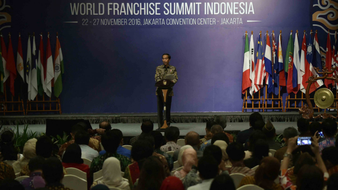 Presiden Jokowi saat membuka pameran waralaba di Jakarta, Jumat 25 November 2016.