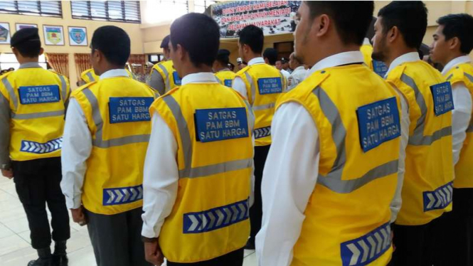  Satuan Tugas Pengamanan Bahan Bakar Mintak (BBM) Satu Harga di Papua yang baru dibentuk Polda Papua