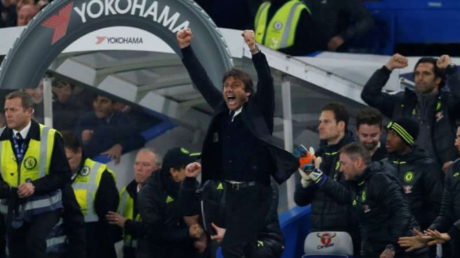 Manajer Chelsea, Antonio Conte rayakan kemenangan