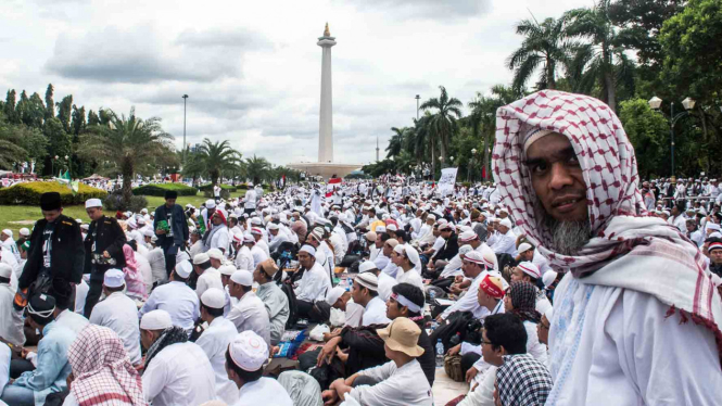 Ilustrasi massa aksi damai 212 Berkumpul di Monas beberapa waktu lalu.