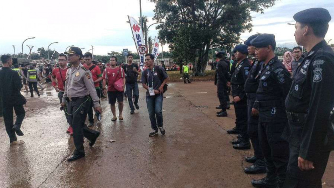 Pengamanan di Stadion Pakasari jelang Timnas Indonesia vs Vietnam