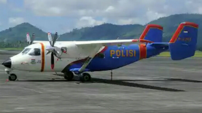Pesawat Polri dengan tipe N 28 Skytruck dengan No Register P 4201 yang dinyatakan hilang kontak. Foto ilustrasi.
