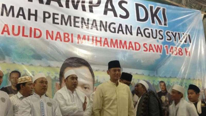 Agus Yudhoyono saat menghadiri Maulid Nabi di Poncol, Rawamangun, 18/12/2016.