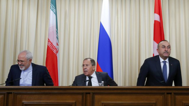 Konpers Rusia, Iran, dan  Turki untuk mencari solusi damai di Suriah.