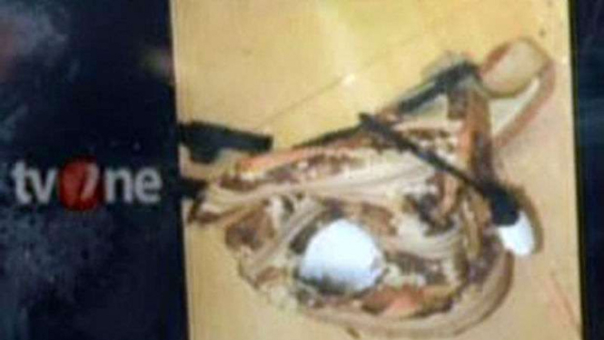 Bom yang dirangkai pada tas milik terduga teroris di Tangerang Selatan.