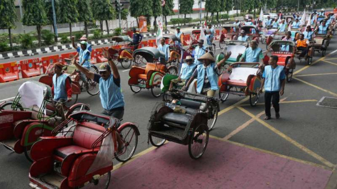 Demonstrasi tukang becak di Solo, Kamis, 29 Desember 2016