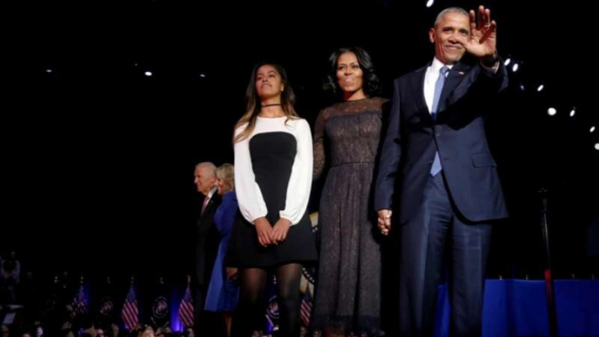  Presiden AS Barack Obama, Michelle dan Malia Obama