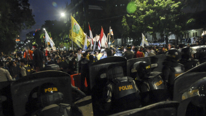 Ilustrasi unjukrasa mahasiswa di Jakarta.