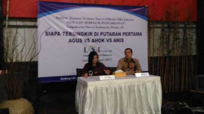 Lembaga Survei Indonesia (LSI) Denny JA merilis hasil survei Pilkada DKI 2017.