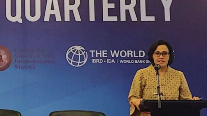 Menteri Keuangan Sri Mulyani Indrawati dalam laporan kuartalan Bank Dunia 2017.