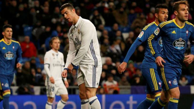 Ekspresi kecewa Bintang Real Madrid, Cristiano Ronaldo.