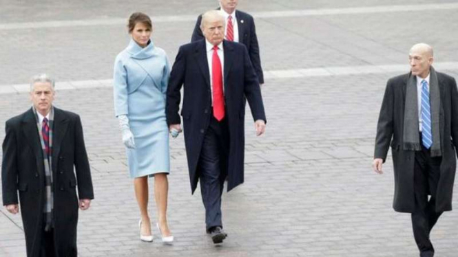 Presiden AS Donald Trump dan Melania saat dikawal Secret Service.