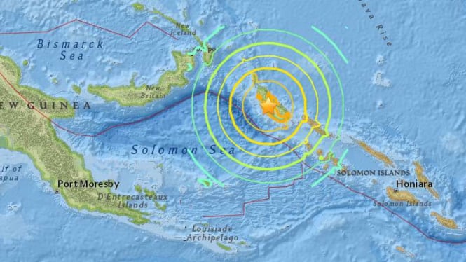 Gempa bumi 8.0 SR di Timur Papua.