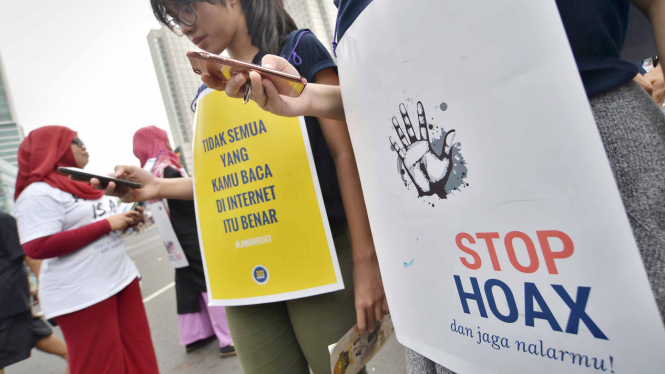 Aksi Kampanye Anti Hoax di Jakarta beberapa waktu lalu. 