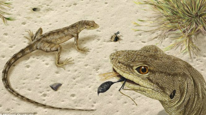 Ilustrasi wujud nenek moyang kadal yang hidup di zaman dinosaurus