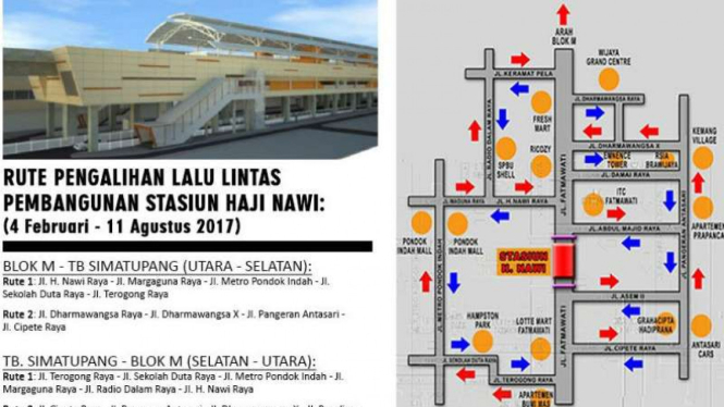 Denah Rute Pengalihan Arus Lalu Lintas Jalan Raya Fatmawati