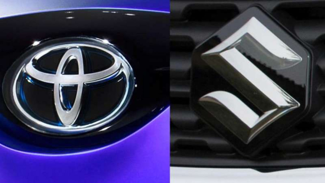 Logo Toyota dan Suzuki.