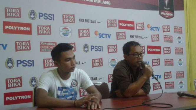 Pelatih Arema FC, Aji Santoso hadir di konferensi pers usai laga melawan Persija