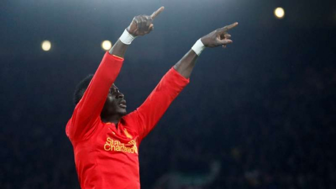 Selebrasi gol pemain Liverpool, Sadio Mane