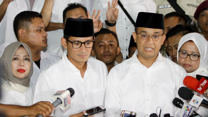 Pasangan calon Gubernur dan Wakil Gubernur DKI Jakarta, Anies Baswedan-Sandiaga Uno.