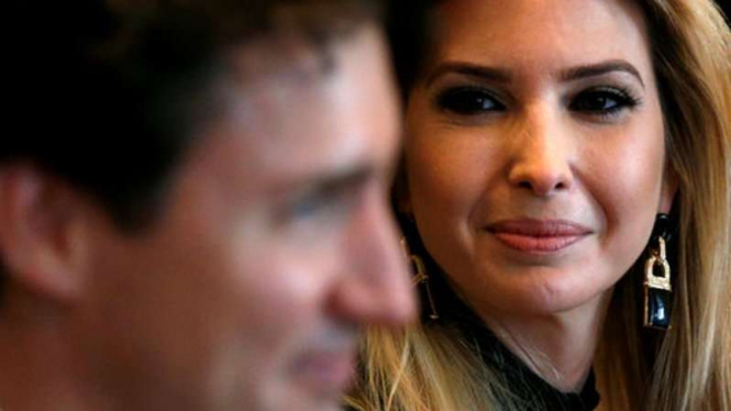 Tatapan Ivanka Trump pada PM Kanada Justrin Trudeau