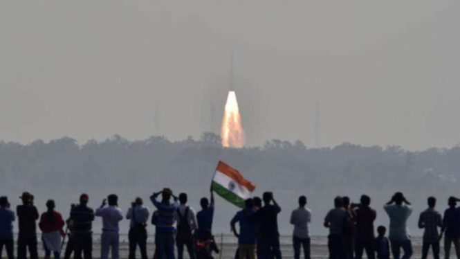 Peluncuran satelit di India, 13 Februari 2017.