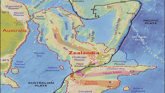 Benua baru bernama Zealandia ditemukan.