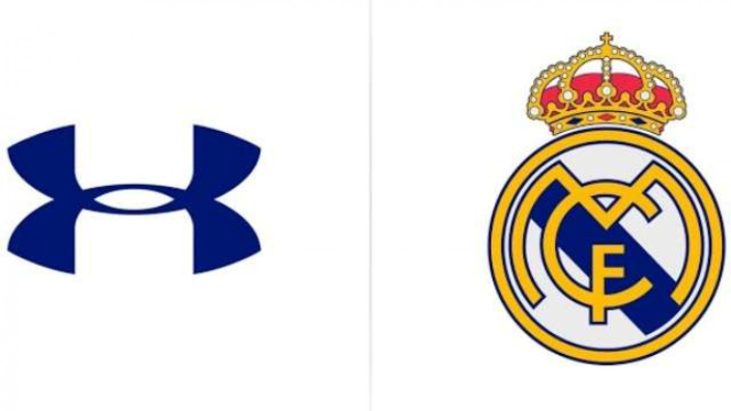 Logo merek apparel Under Armour dan Real Madrid