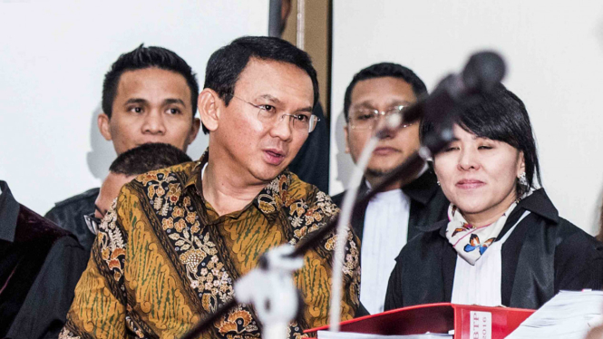 Basuki Tjahaja Purnama dalam persidangan di PN Jakarta Utara.