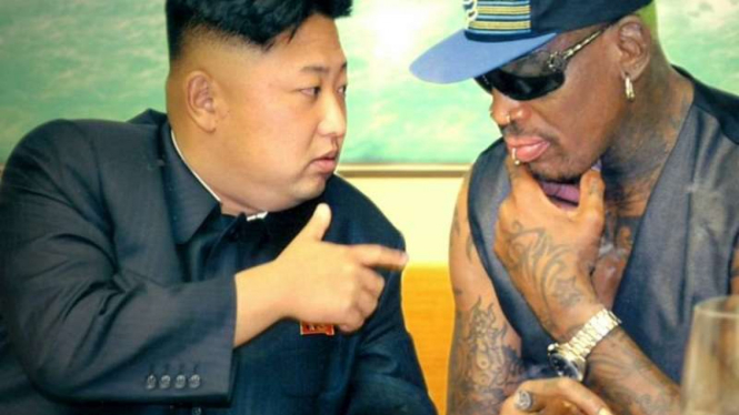 Pemimpin Korea Utara, Kim Jong-un bersama Dennis Rodman.
