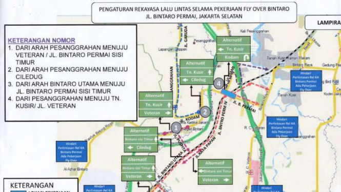 Peta Rekayasa Lalu Lintas terkait pembangunan fly over Bintaro
