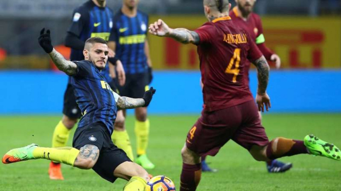 Pemain Inter Milan, Mauro Icardi, saat lawan AS Roma