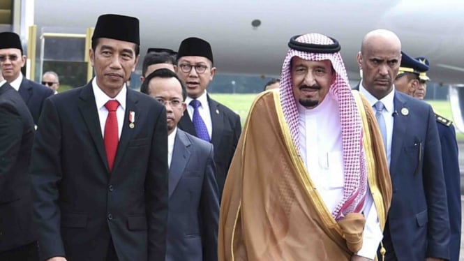 Presiden Jokowi saat menerima kunjungan Raja Salman dari Arab Saudi ke Indonesia 1-9 Maret 2017. 