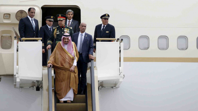 Kedatangan Raja Salman di Bandara Halim Perdanakusuma, Jakarta, Rabu, 1 Maret 2017.