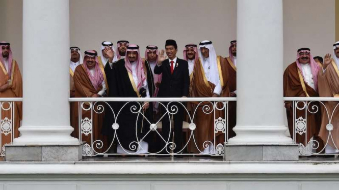Presiden Joko Widodo dan Raja Arab Saudi, Salman dan rombongan di Istana Bogor.
