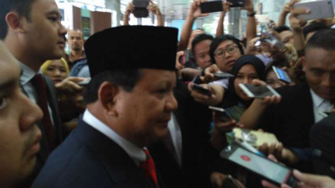 Ketua Umum Partai Gerindra Prabowo Subianto di Gedung DPR