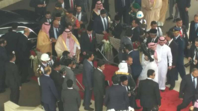 Raja Salman tiba di Gedung DPR, 2 Maret 2017.